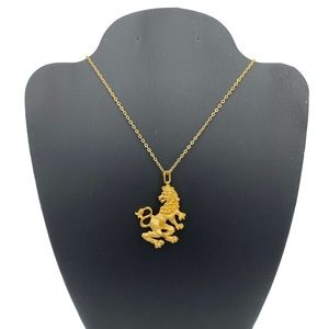 Vintage Golden Lion Pendant Necklace